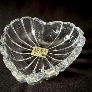 Vintage Mikasa Glass Heart Shaped Trinket Dish or Small Bowl EUC